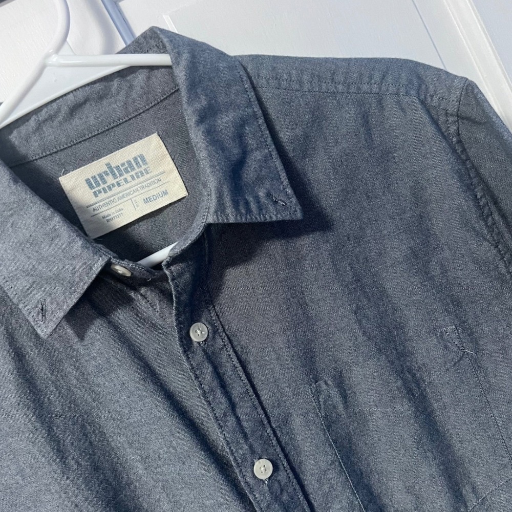 Urban‎ Pipeline Shirt Mens Medium Grey Excellent Button Down